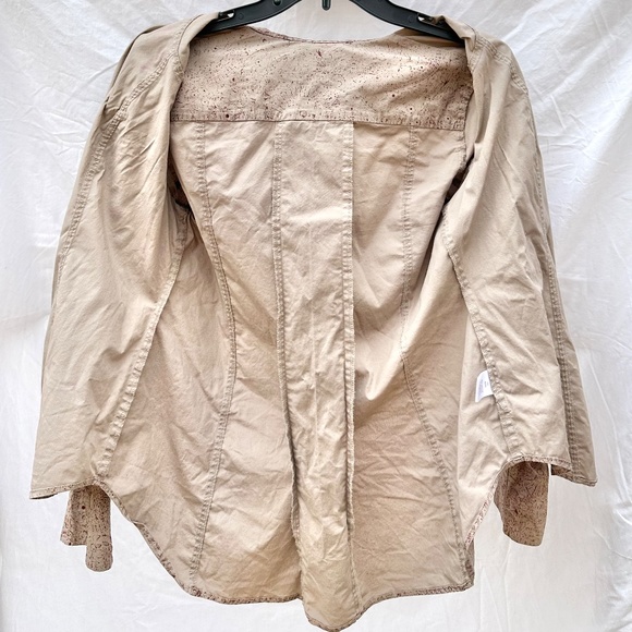 Western Paisley Print Tan and Burgundy Button Down Tortoise Shell Cotton Shirt - Picture 4 of 5